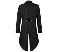 Gotico Giacca Uomo Jacquard, Steampunk Costume Uomo Nera, Vintage Vittoriano Cappotto Nera Classico Pirati Vampiro Cosplay Uniforme per Carnevale e Halloween Gentiluomo Principe Tailcoat Palazzo