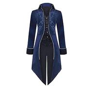 Gotico Giacca Uomo Jacquard, Steampunk Tailcoat Uomo Nera, Medievale Vittoriano Cappotto Nera Classico Vintage Pirati Vampiro Cosplay Uniforme per Carnevale e Halloween Gentiluomo Frack Principe