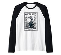 Gotico Goth Ragazza Studenti di Letteratura Halloween Maglia con Maniche Raglan
