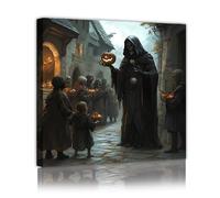 gotico inquietante Halloween tela arte della parete spettrale scena rurale stampe incorniciato opere d'arte cupa fantasia mistica notte immagini per sala da pranzo decor 80x80cm telaio interno