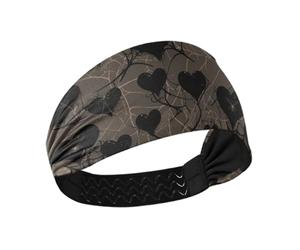 Gotico marrone scuro Web Cuori Raffreddamento confortevole fascia per capelli per le donne Elastico per capelli per lavare il viso Calcio Uso quotidiano Atletico