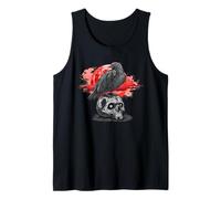 Gotico Nero Corvo Teschio Luna Rossa Occulto Corvo Scuro Canotta