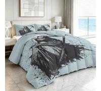 Gotico Oscuro Tristo Mietitore Trapunta Invernale Matrimoniale Imbottita in Morbida Microfibra, Piumone Letto Autunno Inverno Traspirante Anallergico Fantasia 2 Piazze, 180 x 200 cm, Grigio Chiaro