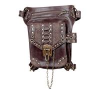 gotico per le gambe - Pacchetto Steampunk di colore marrone, supporto per cintura da avventura, fondina multiuso retrò, tasca sui fianchi alla | Stile gotico Steampunk per passeggiate in