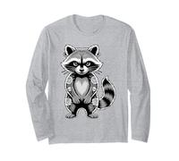 Gotico Punk Raccoon Tatuaggio Piercing Cool Divertente Inchiostro Animale Maglia a Manica