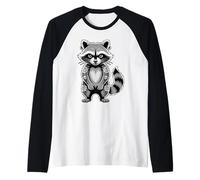 Gotico Punk Raccoon Tatuaggio Piercing Cool Divertente Inchiostro Animale Maglia con Maniche Raglan