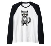 Gotico Punk Raccoon Tatuaggio Piercing Cool Divertente Inchiostro Animale Maglia con Maniche Raglan