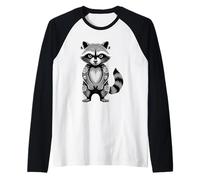 Gotico Punk Raccoon Tatuaggio Piercing Cool Divertente Inchiostro Animale Maglia con Maniche Raglan