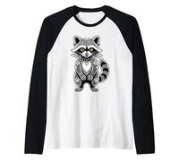 Gotico Punk Raccoon Tatuaggio Piercing Cool Divertente Inchiostro Animale Maglia con Maniche Raglan