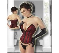 Gotico Raso Seno Integrale Corsetto/Corsetto Rosso-Nero