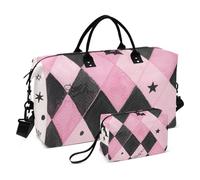 Gotico Rosa Griglia Decorativo Duffel Bag Sport Tote Gym Bag con Toiletry Bag per Viaggi di Lavoro Grande Capacità bolsos para