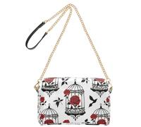 Gotico Rosso e Nero Halloween Rose Bird Cage Moda Crossbody Borse Per Le Donne In Pelle Vegana Borsa A Tracolla Da Donna Borsa A Tracolla Zip Borse