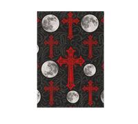 Gotico Rosso Nero Halloween Croce Luna all'aperto giardino bandiere bandiere all'aperto banner per la decorazione del giardino 28x40 doppia faccia