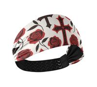 Gotico Rosso Nero Halloween Croce Rosa Raffreddamento Fascia da corsa per le donne Fascia elastica per il sudore per le donne per il trucco basket Atletico Allen
