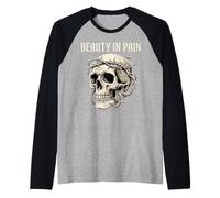 Gotico Skull Thorn Corona Bellezza in Dolore Estetica Scuro Maglia con Maniche Raglan