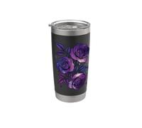 Gotico, viola, nero, rose, rose scure, estetica floreale Bicchiere termico in acciaio inox doppia parete