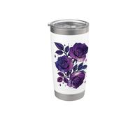 Gotico, viola, nero, rose, rose scure, estetica floreale Bicchiere termico in acciaio inox doppia parete
