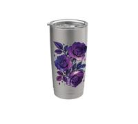 Gotico, viola, nero, rose, rose scure, estetica floreale Bicchiere termico in acciaio inox doppia parete