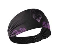 Gotico Viola Scuro Web Cuori Traspirante Donne Fasce per capelli Elastiche Fasce per la testa per le donne per Atletica Sport Corsa Trekking Pallavolo
