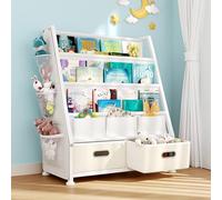 GoTiling Libreria Scaffale Montessori per Bambini: Mensole per Libri e Giocattoli en Cameretta - Scaffale a 3 Livelli in Tessuto con 2 Cassetti