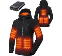 GOTOBI Pile Giacca Riscaldata Donna Con Power Bank 12v 18400mah, 8 Zone Di Riscaldamento Giacca Riscaldamento Elettrico Con 3 Livelli Di Temperatura,Cappotto Invernale con Cappuccio,M