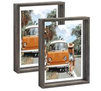 gotofly Black 8x10 Floating Picture Frame 2 Pack Double Glass Distressed Floating Photo Frame for Tabletop or Wall Mount Display Photo Up to 10x12