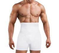 Gotoly Mutande Uomo Boxer Compressione Boxer A Vita Alta Pancera Contenitiva Snellente Intimo Modellante Pantaloncini Dimagrante Body Shaper (IT, Testo, XL, Regular, Regular, Bianco)