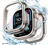 Goton - Custodia impermeabile 2 in 1 per Apple Watch Series Ultra 49 mm, protezione a 360°, paraurti anteriore e posteriore in policarbonato rigido, con pellicola protettiva in vetro temperato HD, per