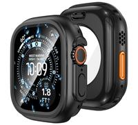 Goton Custodia impermeabile 2 in 1 per Apple Watch Ultra Screen Protector 49 mm, 360 vetro protettivo per il viso cover rigida in PC bumper + telaio posteriore per iWatch Ultra accessori 49 mm, nero