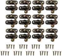 GOTOTOP 12PCS Antique Left Right Latch Hook Hasp Portagioie in Legno Hasp Catch Decoration con 48 Viti di Ricambio(Right-Bronzo)