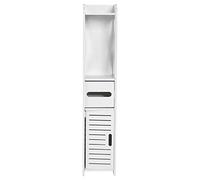GOTOTOP - Armadietto portaoggetti da bagno, mobile con colonna da bagno, bianco, organizer per immagazzinamento 80 x 15,5 x 15 cm