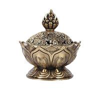 GOTOTOP Bruciatore di incenso a Forma di Fiore di Loto Vintage Backflow Smoke Stick Cono Holder Ornamenti per la Decorazione della casa (2,71 x 2,76 Pollici)(Bronzo)