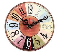 GOTOTOP Orologio da Parete in Legno Rotondo Artistico Creativo Europeo Stile Vintage Home Office Decorazione Camera da Letto Ornamenti (4,7 Pollici)(#2)