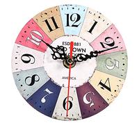 GOTOTOP Orologio da Parete in Legno Rotondo Artistico Creativo Europeo Stile Vintage Home Office Decorazione Camera da Letto Ornamenti (4,7 Pollici)(#3)
