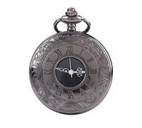 GOTOTOP Orologio da Taschino da Uomo Speciale Classico Lente d'Ingrandimento Meccanico a Carica Manuale Mezzo Cacciatore Numeri Romani Orologio Antico con Catena