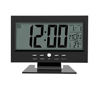 GOTOTOP Sveglia Digitale a LED, Sveglia Portatile da Tavolo con sensore del Suono da 6 Pollici con Luce Notturna Intelligente/Snooze Ora/Data/Temperatura per Viaggi, Camera da Letto, Ufficio(Nero)