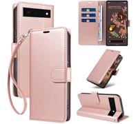 GOTOURED Custodia a portafoglio per Google Pixel 6 con blocco RFID (oro | Pelle PU, custodia a libro, cavalletto, cinturino da polso, 3 slot per schede, tasca per contanti, chiusura magnetica