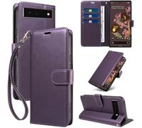 GOTOURED Custodia a portafoglio per Google Pixel 6 con blocco RFID (viola) | Pelle PU, custodia a libro, cavalletto, cinturino da polso, 3 slot per schede, tasca per contanti, chiusura magnetica