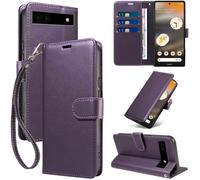 GOTOURED Custodia a portafoglio per Google Pixel 6A con blocco RFID (viola) | Pelle PU, custodia a libro, cavalletto, cinturino da polso, 3 slot per schede, tasca per contanti, chiusura magnetica