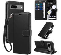 GOTOURED Custodia a portafoglio per Google Pixel 7 con blocco RFID (nero) | Pelle PU, custodia a libro, cavalletto, cinturino da polso, 3 slot per schede, tasca per contanti, chiusura magnetica
