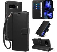 GOTOURED Custodia a portafoglio per Google Pixel 9A, blocco RFID (nero) | Pelle PU, custodia a libro, cavalletto, cinturino da polso, 3 slot per schede, tasca per contanti, chiusura magnetica