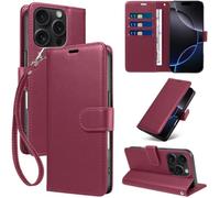 GOTOURED Custodia a portafoglio per iPhone 16 Pro Max con blocco RFID | Pelle PU, Flip Cover, TPU interno, Cinturino da polso, 3 slot per schede, tasca per contanti, cavalletto, chiusura magnetica
