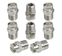 Gotrain 8 ugelli a spruzzo ad alta pressione a 65 gradi in acciaio inox, ugello per ventilatore, apertura da 1,3 mm, connettore filettato da 1/4", colore: argento