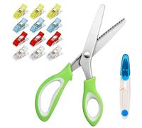 GOTRUST 1 Forbici da Sarta Dentellate Seghettate, Professionali Forbici Tagliate a Zig Zag, Forbici a Zig-zag in Acciaio Inox con 1 Forbici a Forma di U, 12 Mollette per Tessuti per Tessuti