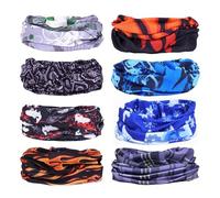 GOTRUST 8pcs Copricapo Multifunzione Fascia Bandana Protezione UV, Scaldacollo Elastico Colore, Sports Siarpa Maschera Senza Cuciture Traspirante per Yoga Climb Ciclismo Hiking