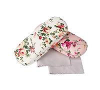 GOTRUST Custodia per Occhiali Rigida Floreale, 2pcs Custodia per Occhiali Retrò in Tessuto, Custodie per Occhiali Portatile Rigido Floreale con 3 Panni Pulizia per Donna, Uomo, Adolescenti