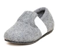 Gottstein Alpine Runner Pantofole per bambini in 100% lana vergine - Pantofole in feltro per bambini con elastico e suola antiscivolo - perfette per l'asilo e il kita, Grigio melange, 29 EU