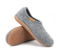 Gottstein Pantofole in feltro Alpine Midcut RU - chiuse e leggere da donna e da uomo in pura lana vergine con suola antiscivolo in gomma di sughero, Grigio melange, 41 EU