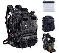 Goture 45 L Borsa da pesca, Borse da pesca con un cordino, Oxford 900D, tasche multiple, impermeabile, Borsa a tracolla per escursionismo, Stile E: Motivo mimetico, zaino per attrezzatura da pesca