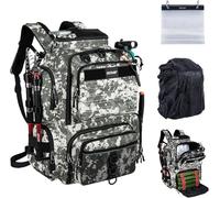 Goture 45 L Borsa da pesca, Borse da pesca con un cordino, Oxford 900D, tasche multiple, impermeabile, Borsa a tracolla per escursionismo, Stile A: Motivo mimetico, zaino per attrezzatura da pesca